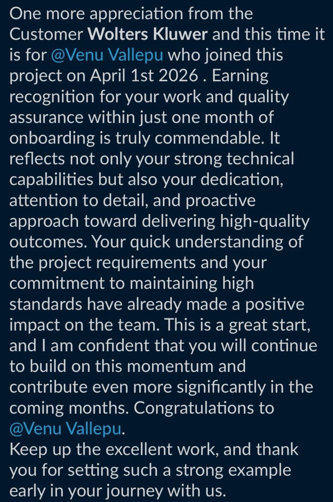 Wolters Kluwer Appreciation — Mygo Consulting